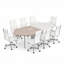 Ensemble de table de conférence Okeysen 110 po en forme d'infini avec 8 chaises ergonomiques, bureau de réunion moderne et irrégulier avec 2 prises de courant et ports USB