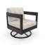 Ensemble 2 pièces de chaises berçantes pivotantes à dossier demi-tonneau avec coussins Sunbrella