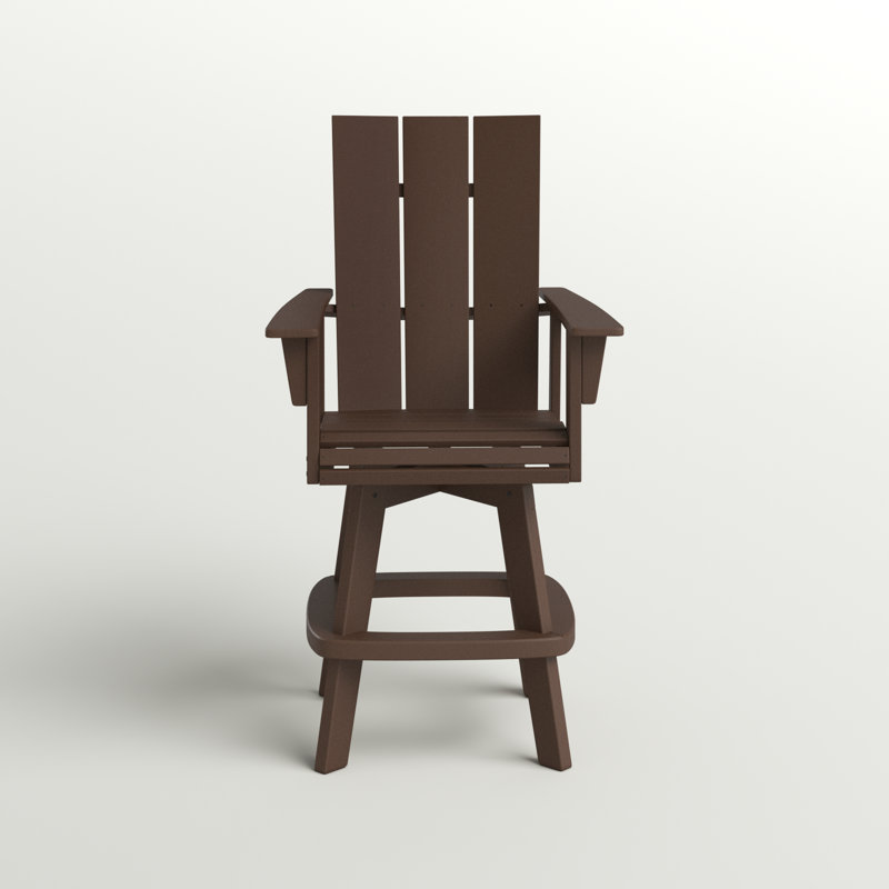 Swivel 29.25" Teak Patio Bar Stool, Mahogany