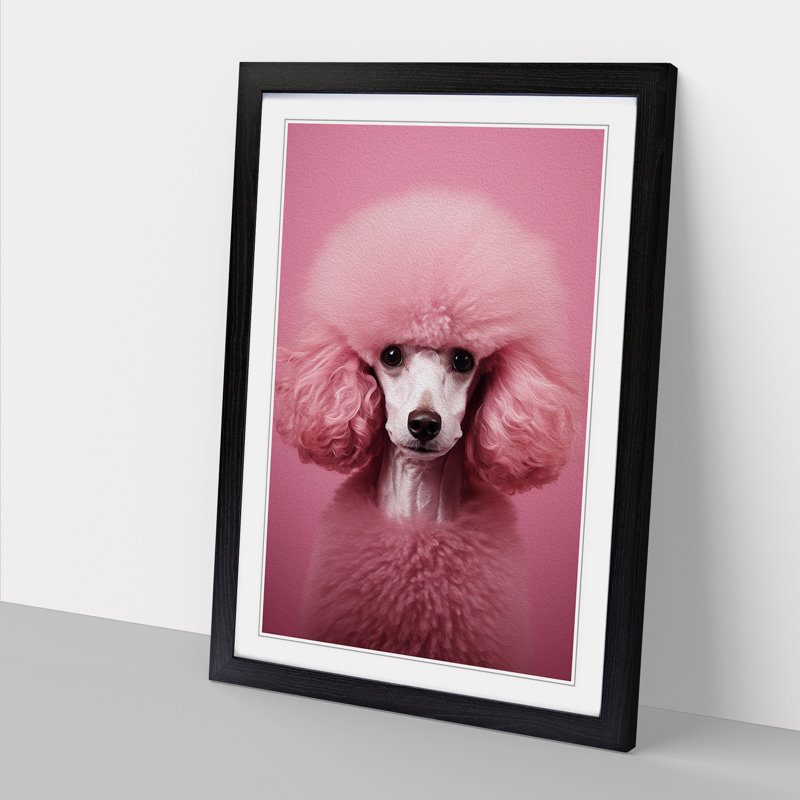 XYZ-FRM-V1223-5271 Poodle Minimalism - Single Picture Frame Print on Wood, Black, 64cm H x 46cm W x 2cm D