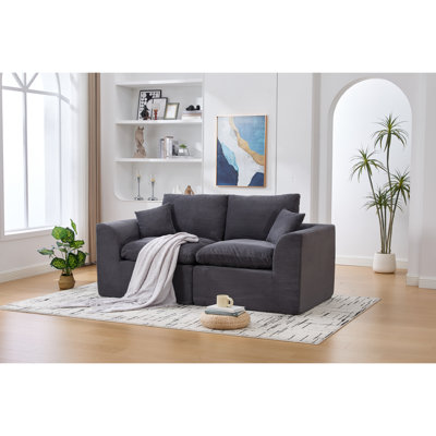 Nuage 2 places pour les dortoirs, revêtement en velours côtelé doux, housses amovibles, mousse haute, accoudoir incurvé, chambre à coucher confortable facile à utiliser et sans assemblage