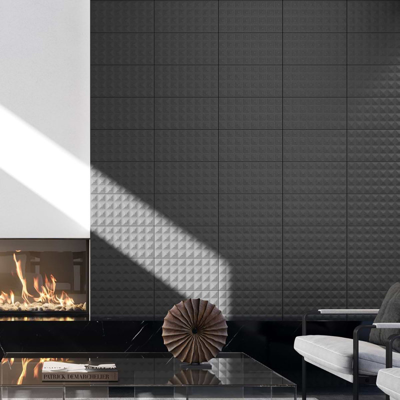 Kinzie Pyramid 8X16 3D Matte Ceramic Tile, Charcoal