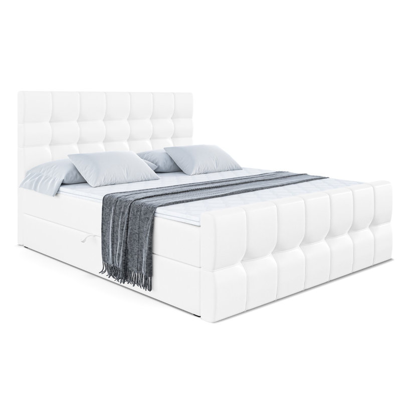 Asherah Bed with Mattress, 200 x 200cm, White