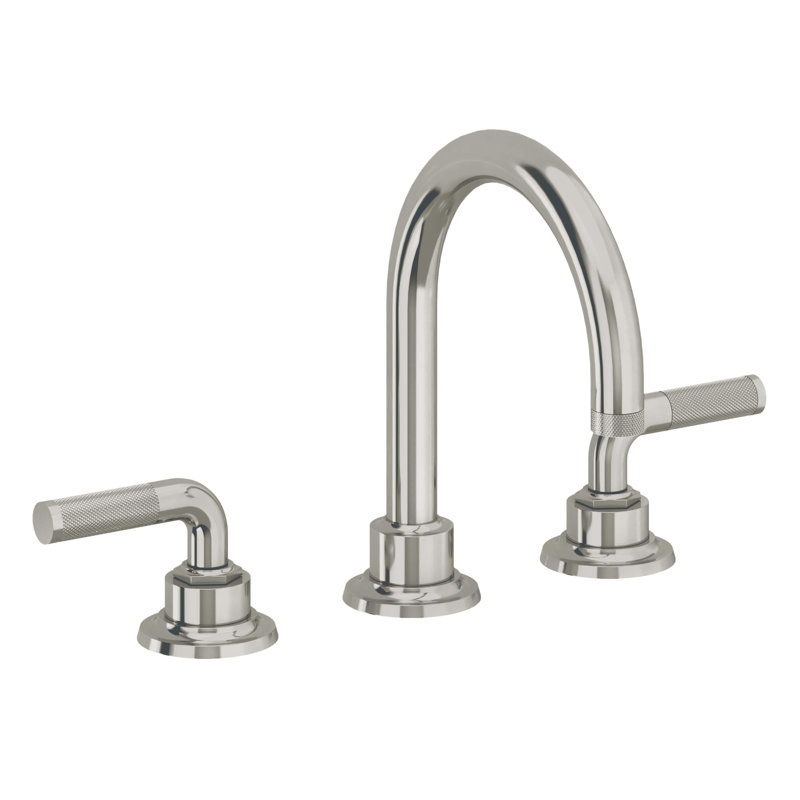 Descanso 8" Widespread Lavatory Faucet with Knurled Handle and Completely Finished ZeroDrain, Polished Nickel
