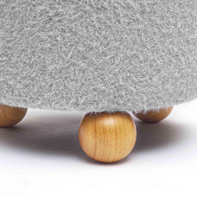 Tabouret Jaine Boucle, Gris, Polyester, Naturel