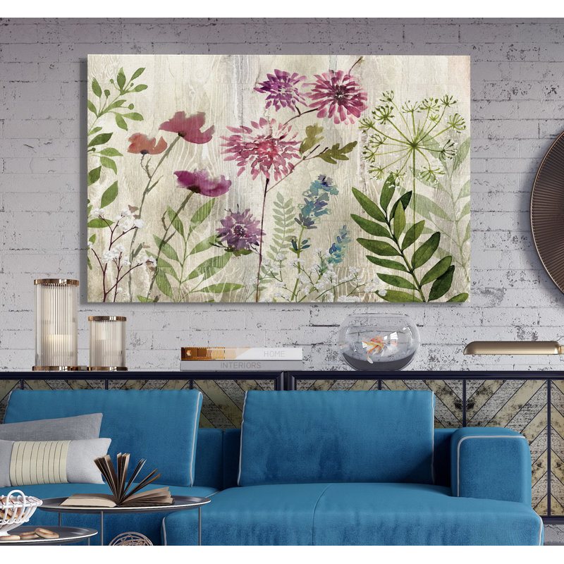 « pré fleurs ii », impression, H 18 po x l 27 po x P 1,5 po, Toile tendue