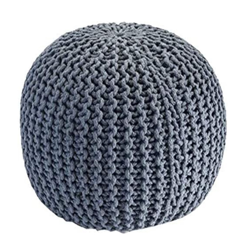 Petersburg 50cm Wide Round Solid Colour Pouffe Ottoman, Charcoal