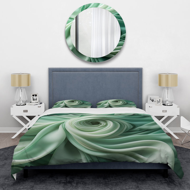 Ensemble de housse de couette Green Soft Fractal Spirals I - Abstract Spirals