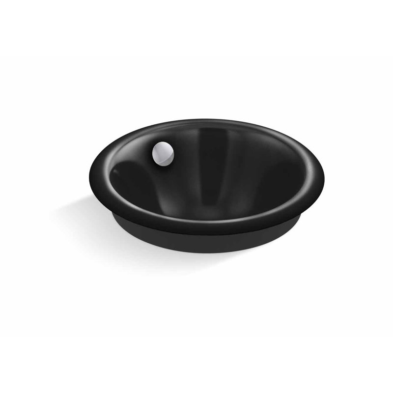 Iron Plains Metal Circular Dual Mount Bathroom Sink with Overflow, Black