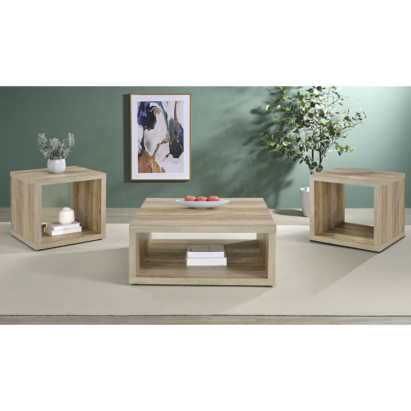 Ensemble de table basse et de table de bout en pin vieilli 3 pièces Hermosa (table basse incluse seulement)
