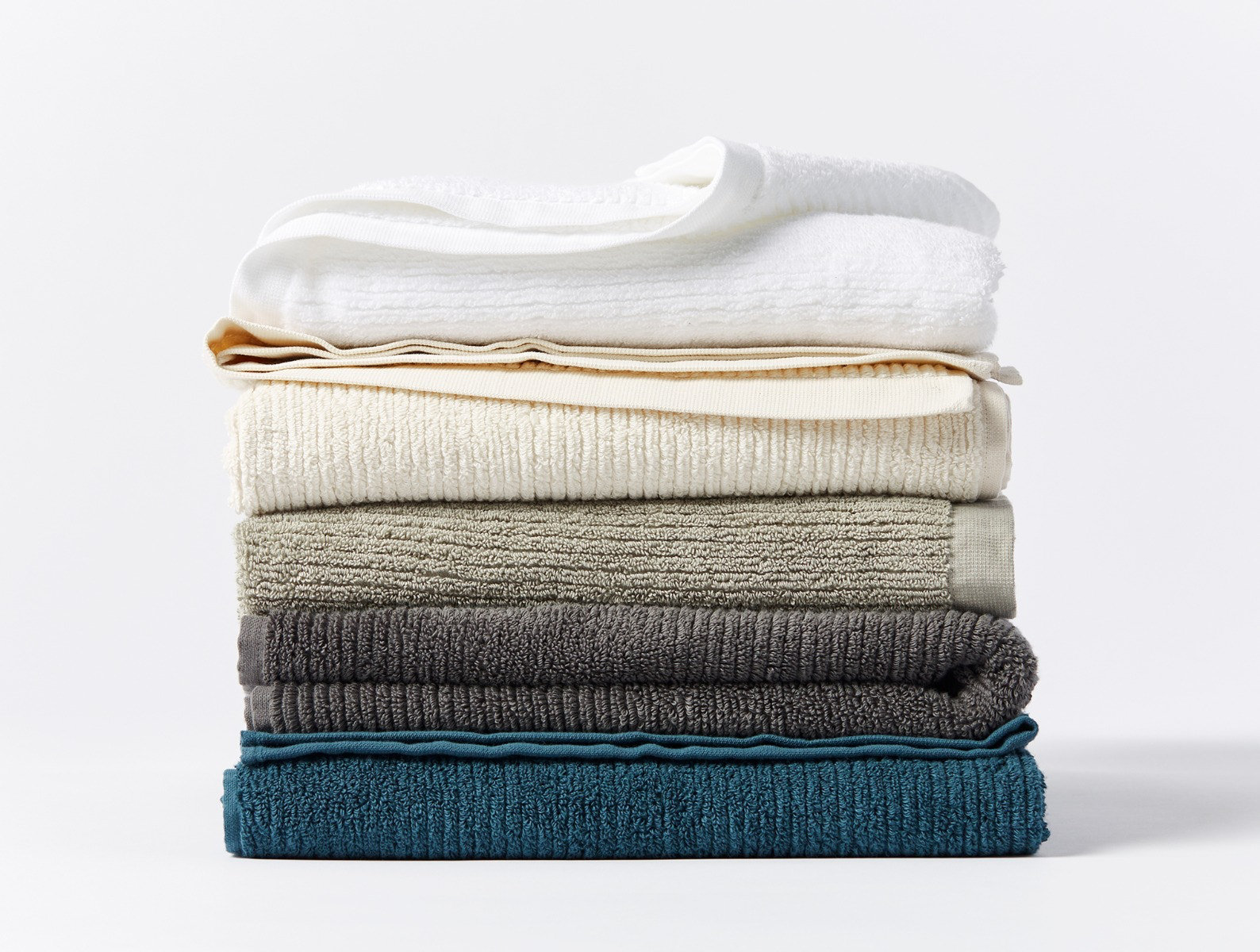 Temescal Organic 100% Cotton Plush Ribbed Mulit-Size Set, Alpine White, Towel Set