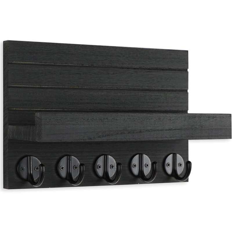 Divoll Solid Wood Wall Organizer, Black