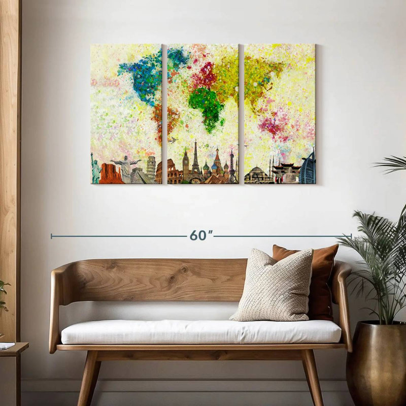 Carte du monde Aliaz Paint Splash, H 28 po x l 45 po