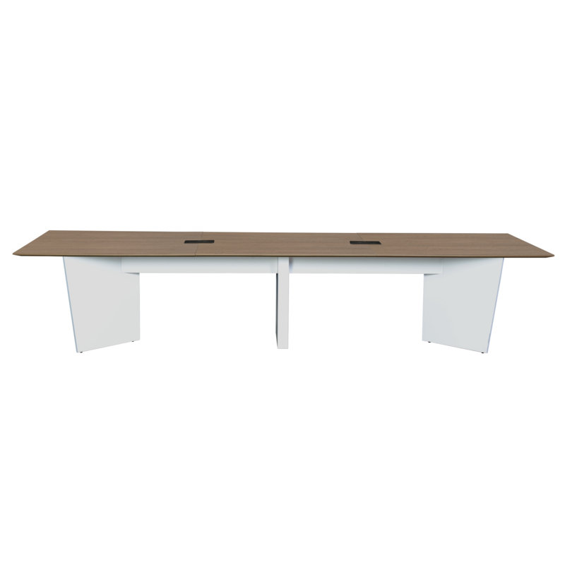 Table de conférence 144 "avec œillets Power Ellen - chêne noble / blanc Elleny, Beige / Blanc, H 29 po x L 48 po x l 144 po