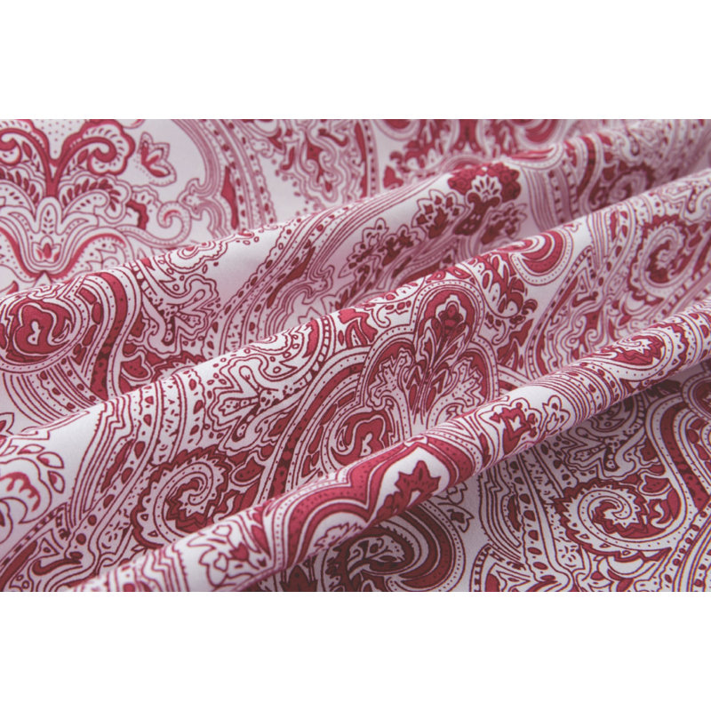  Ensemble de draps en microfibre à motif cachemire, Grand, Bourgogne
