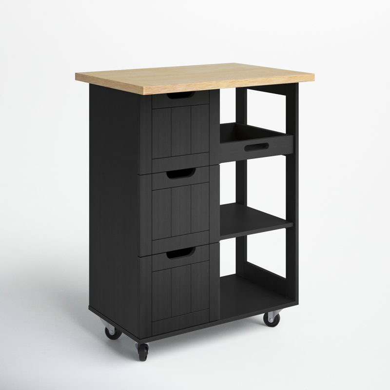 Amarieon Wood Kitchen Island, Black