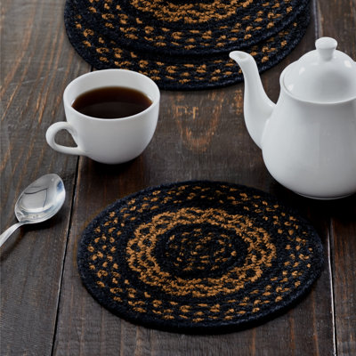 Acrylic and Jute / Sisal Agate Ceramic Jute Leather Crystal Circle Round 3 Piece Trivet Set