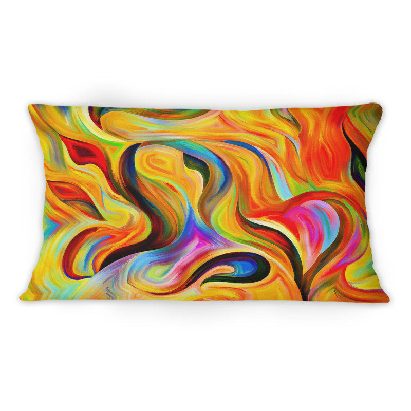 Coussin Shape Abstractions en rouge, jaune et noir - imprimé moderne
