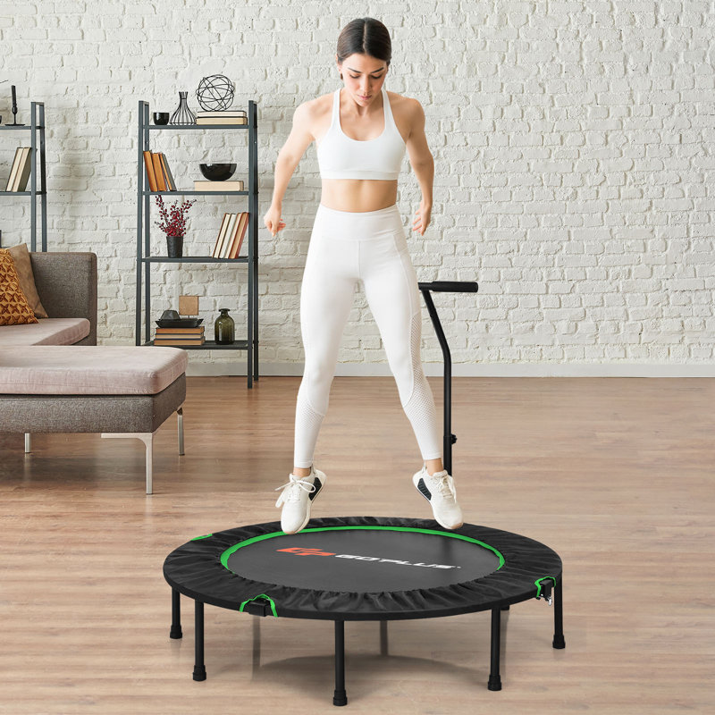 Costway 120cm Round Fitness Trampoline with Handlebar