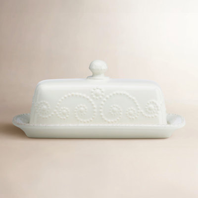 French Perle White Butter Dish