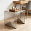 Table d'appoint moderne à lattes en métal noir minimaliste, table de bout carrée avec finition mate, table d'appoint pour le salon, la chambre à coucher