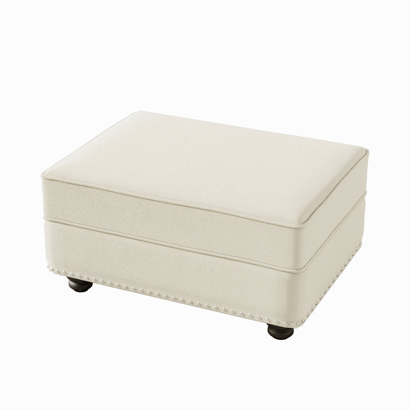 Velvet Ottoman To Combine With Single Seater Sofa, 2 Seater Sofa And 3 Seater Sofa, Suitable For Living Rooms, Apartments, Offices,Beige/White