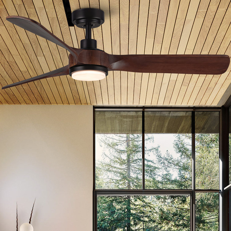 Farmhouse 52" 3 Wood Blades LED Ceiling Fan With Lights