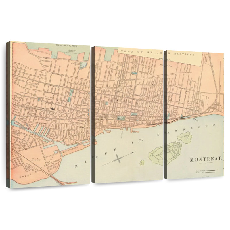 Map Of Montreal, 32" H x 50" W