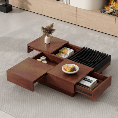 Table basse italienne avec rangement en bois italien rétro INSPI