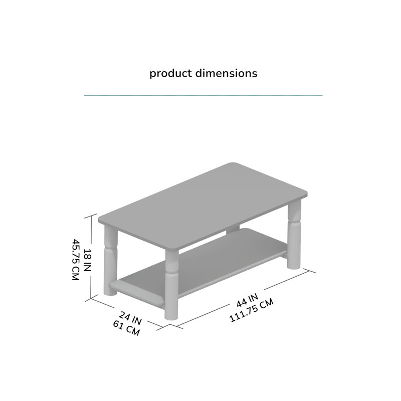 Tocoloma 44"W Solid Wood Coffee Table with 2-Tier Storage