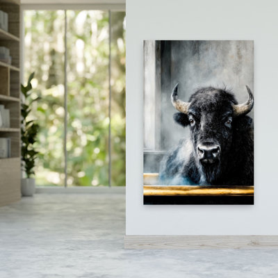 Steamy Bison Portrait Contemporary Bison Buffalo Wall Art