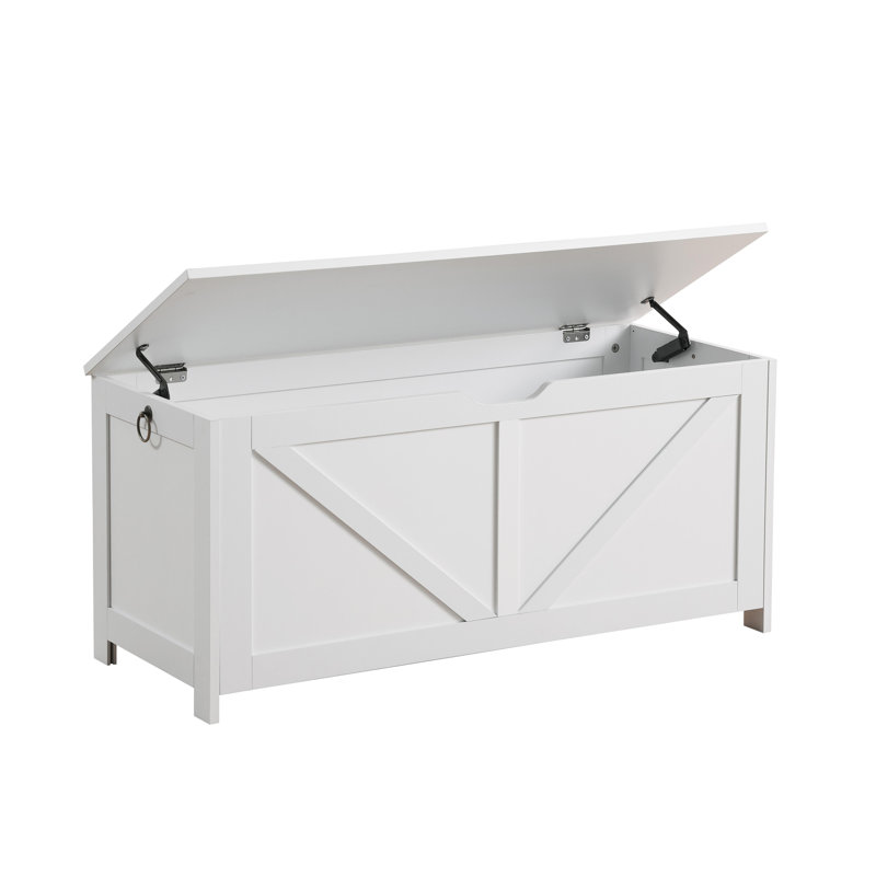 Storage Chest,Storage Bench,Retro Toy Box Organizer ,Entryway Storage Bench With 2 Hinges,Easy Assembly,White, White