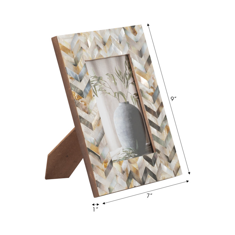 Foundry Select Capiz Multi Rectangle Zigzag Capiz Chevron Photo Frame, 4" x 6"