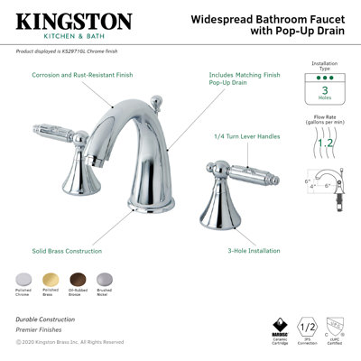 Widespread Bathroom Faucet with Double Cross Handles