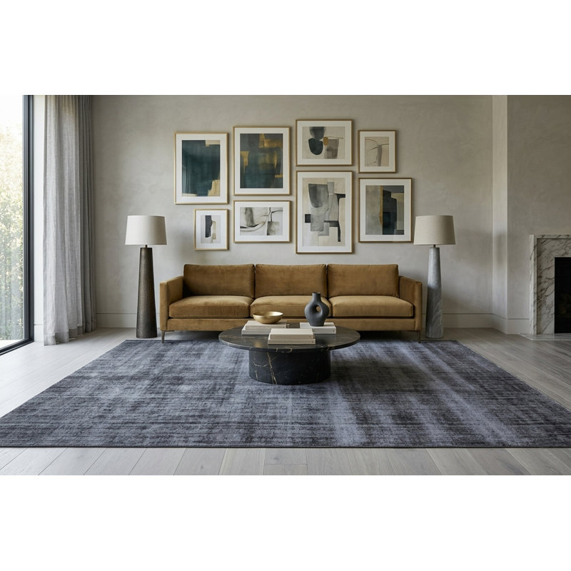 Tapis uni moderne en viscose unie Handloom Mirage Collection, Rectangle 9 pi x 12 pi