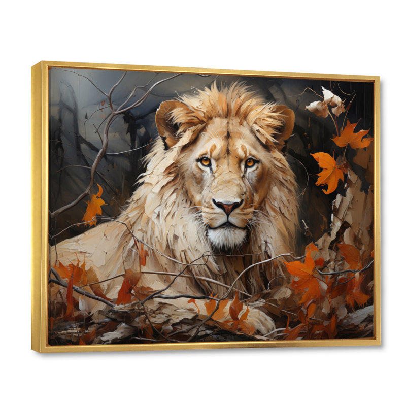 «Lion Texture Of The Wild I», reproduction sur toile, H 12 po x l 20 po, Cadre flottant doré