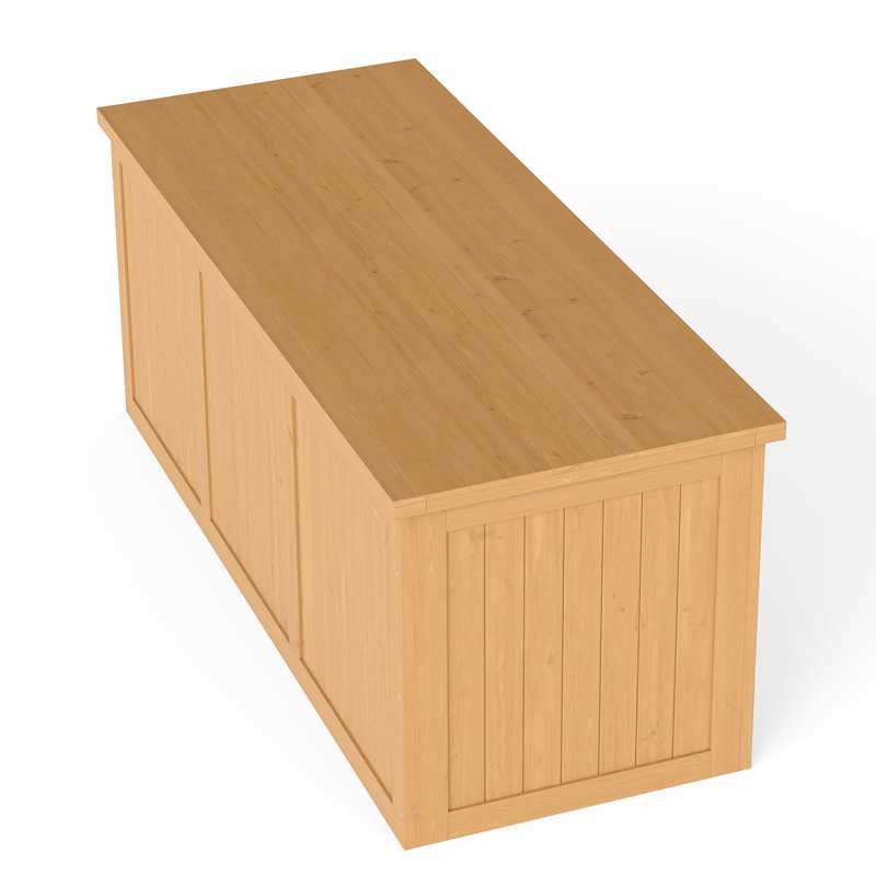 112 Gallon Solid Wood Deck Box For Pool , Outdoor Equipment, And Patio Furniture - Secure Configuration Cushions Structure
