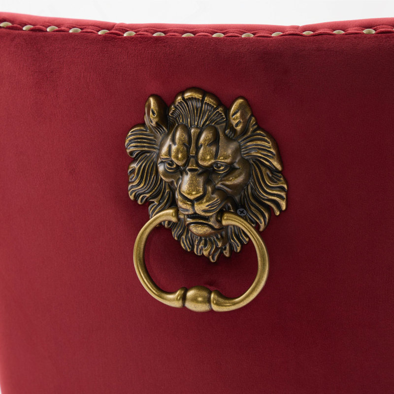 Chaise rembourrée en velours avec pieds en bois doré, Rouge vin, Doré