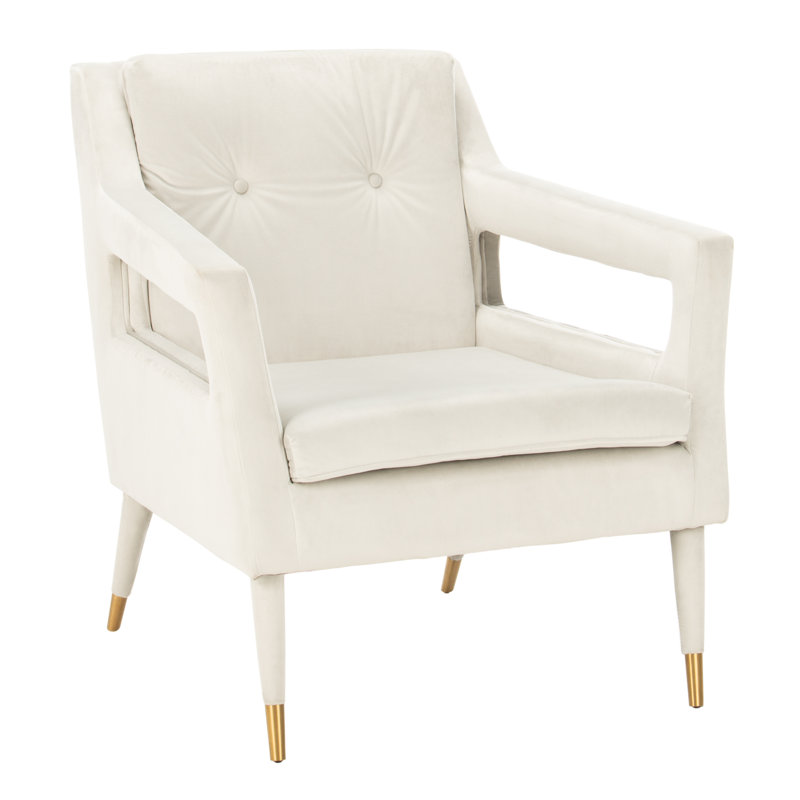 Velveteen 30.31" Wide Tufted Velvet Armchair, Silver Velvet 