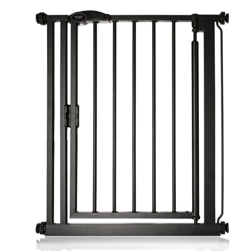 Metal Pressure Mounted Pet Gate With Door, 89.4cm - 96.4cm, Black