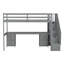 Structure de lit simple de taille mezzanine avec bureau intégré et tiroirs de rangement doubles-738084955