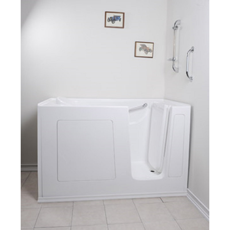 60'' x 30'' Soaking Fiberglass Bathtub with Faucet, Right, Beige