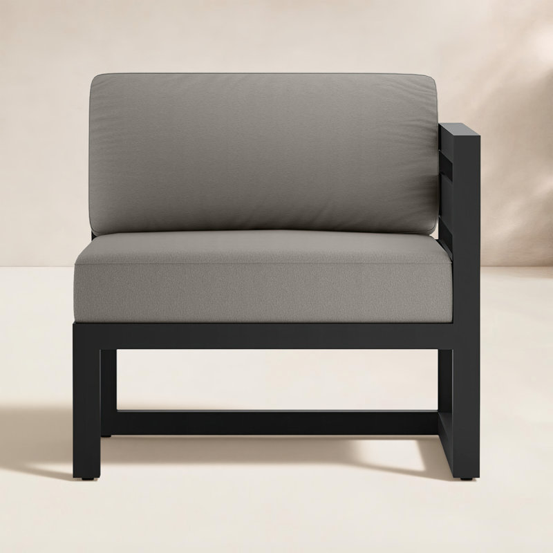 Avion Outdoor One Arm Lounge Chair, Canvas Charcoal Sunbrella® Canvas, Black