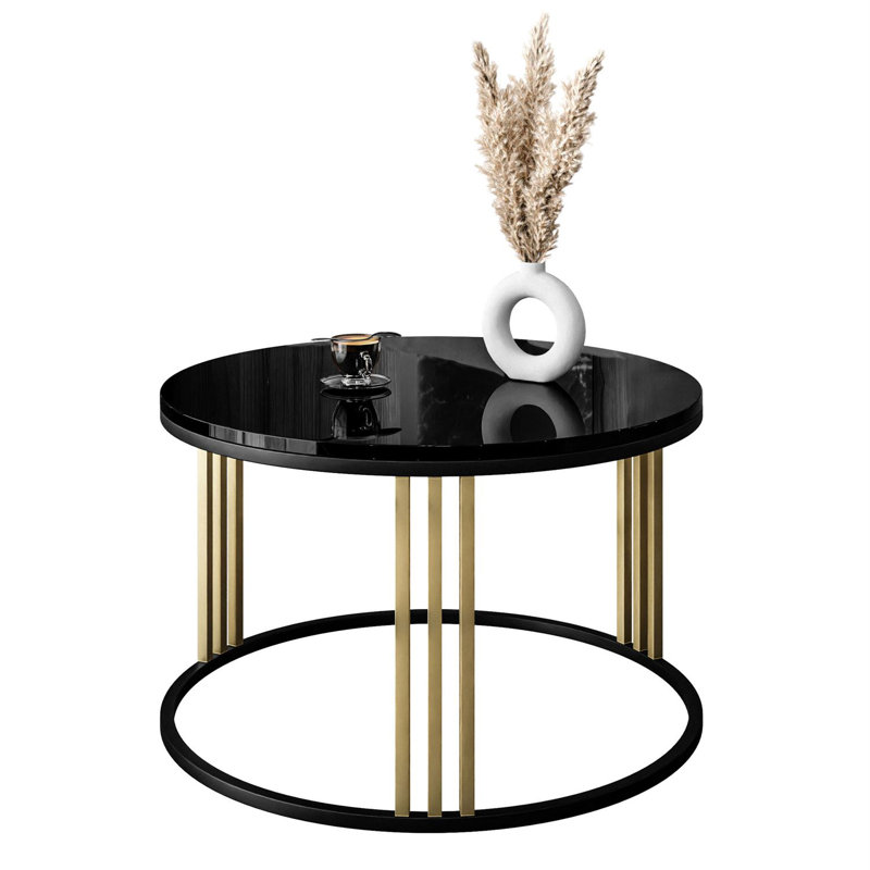 Terrio Frame Coffee Table, Black/Gold, High-gloss Black