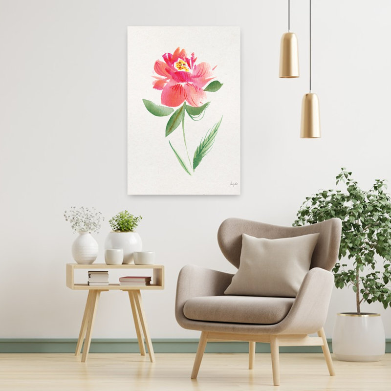 Art contemporain de jardin rose II, H 36 po x l 24 po