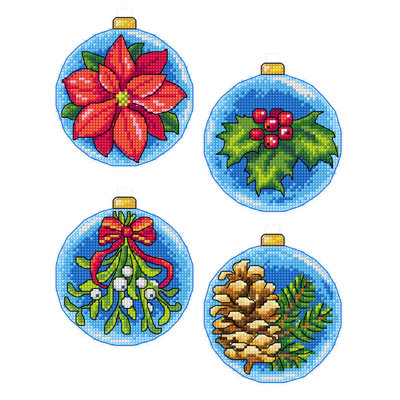 Kit de point de croix compté, boules de Noël