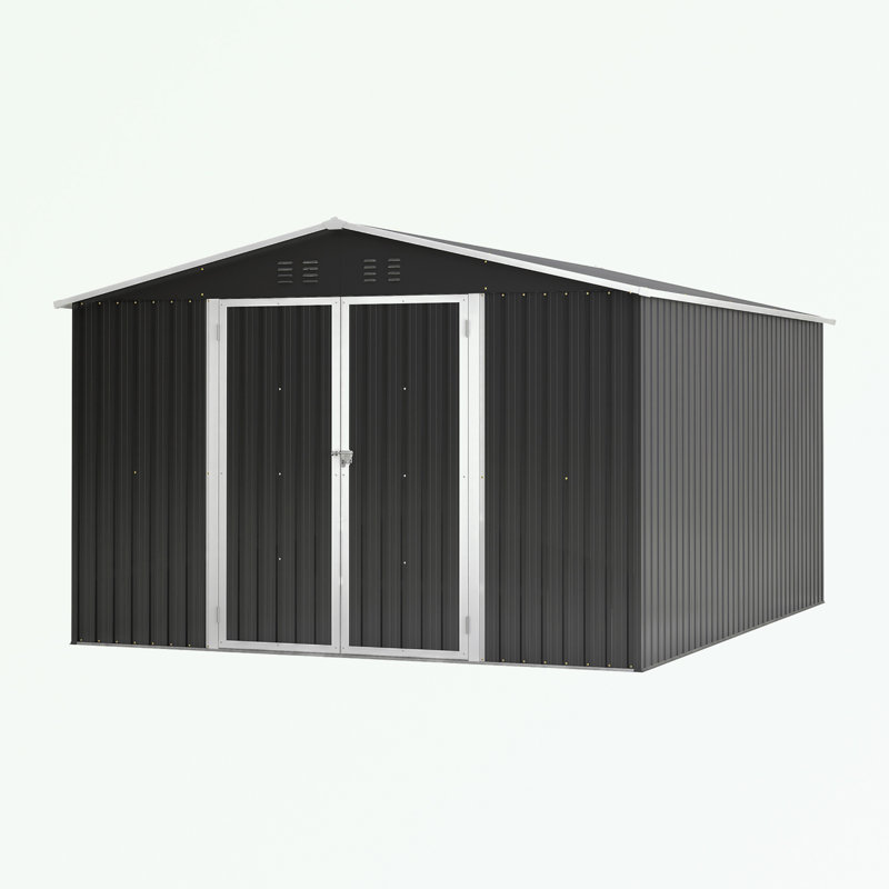 Remise de rangement extérieure en métal avec portes et évents verrouillables doubles