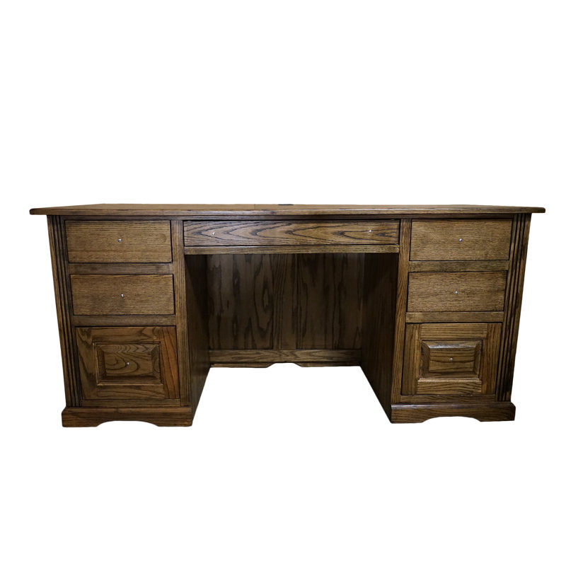 Rafeef Solid Wood Executive Desk, Dark Oak