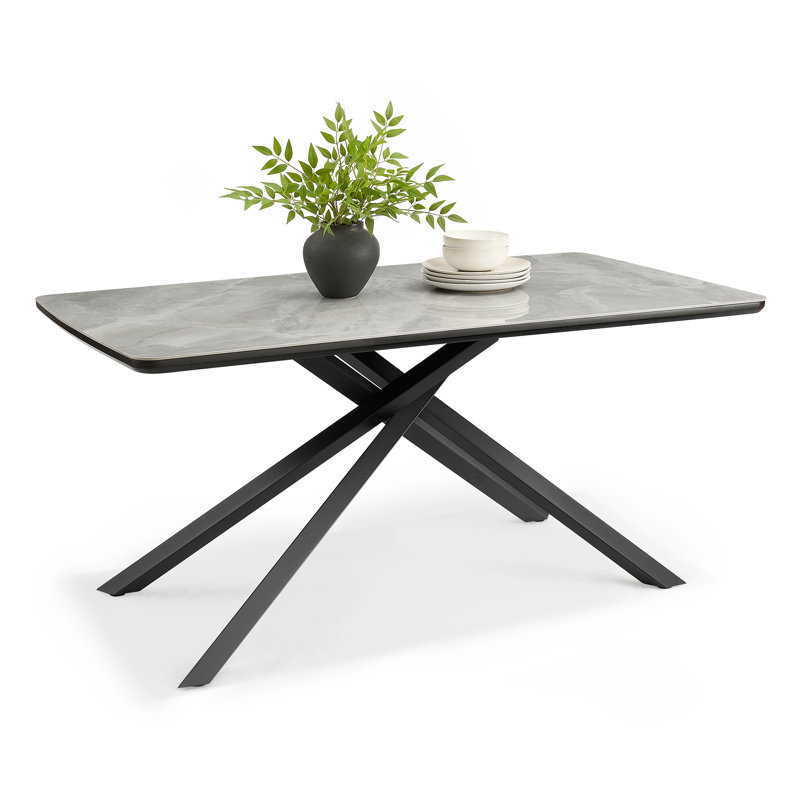 Whitworth Marble Effect 6 Seat Dining Table, Grey