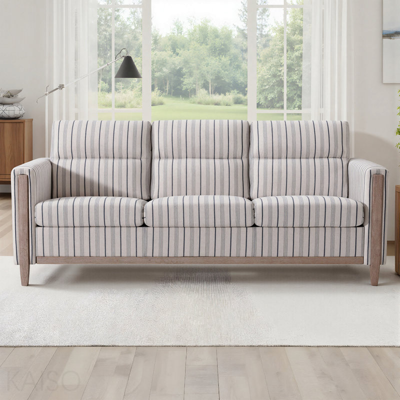 Canapé confortable en bois massif à trois places - Coussins moelleux, durables et durables, canapé de 79,5 po pour le salon